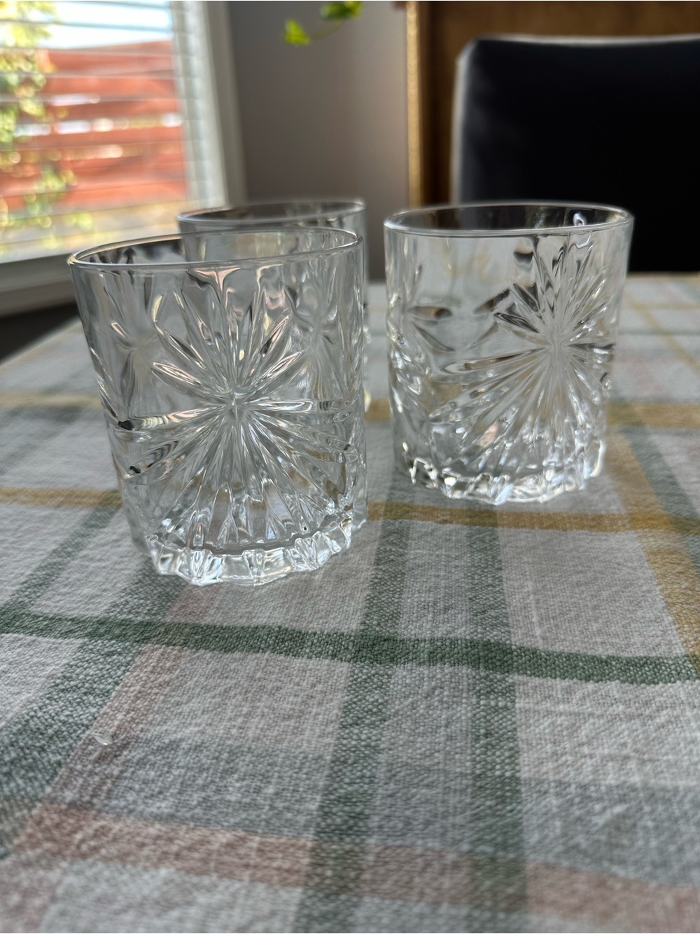 Crystal Pattern Whiskey Glasses - Clear (Set of 3)